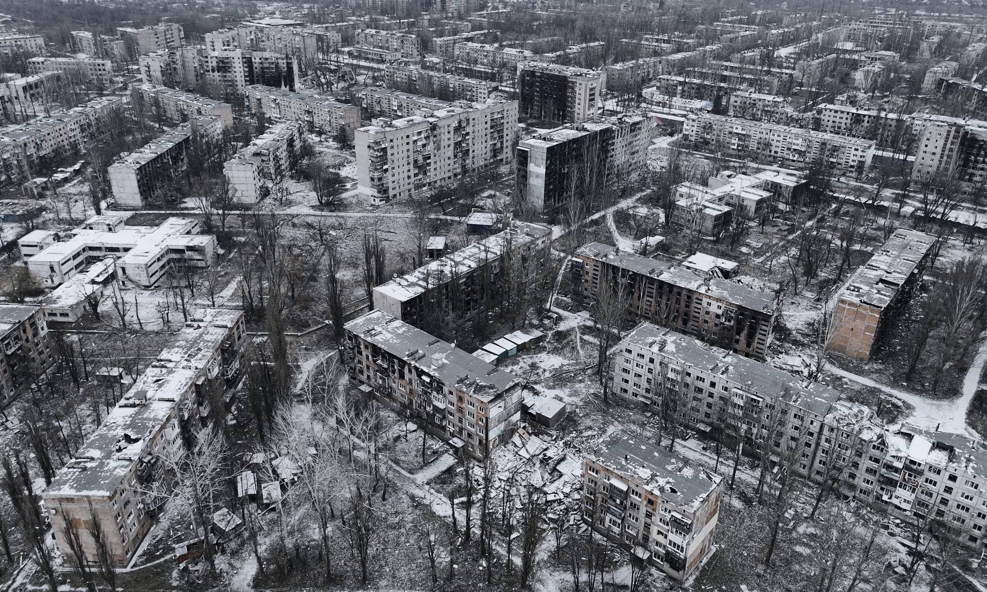 Panorama of Avdiivka from a bird's-eye view