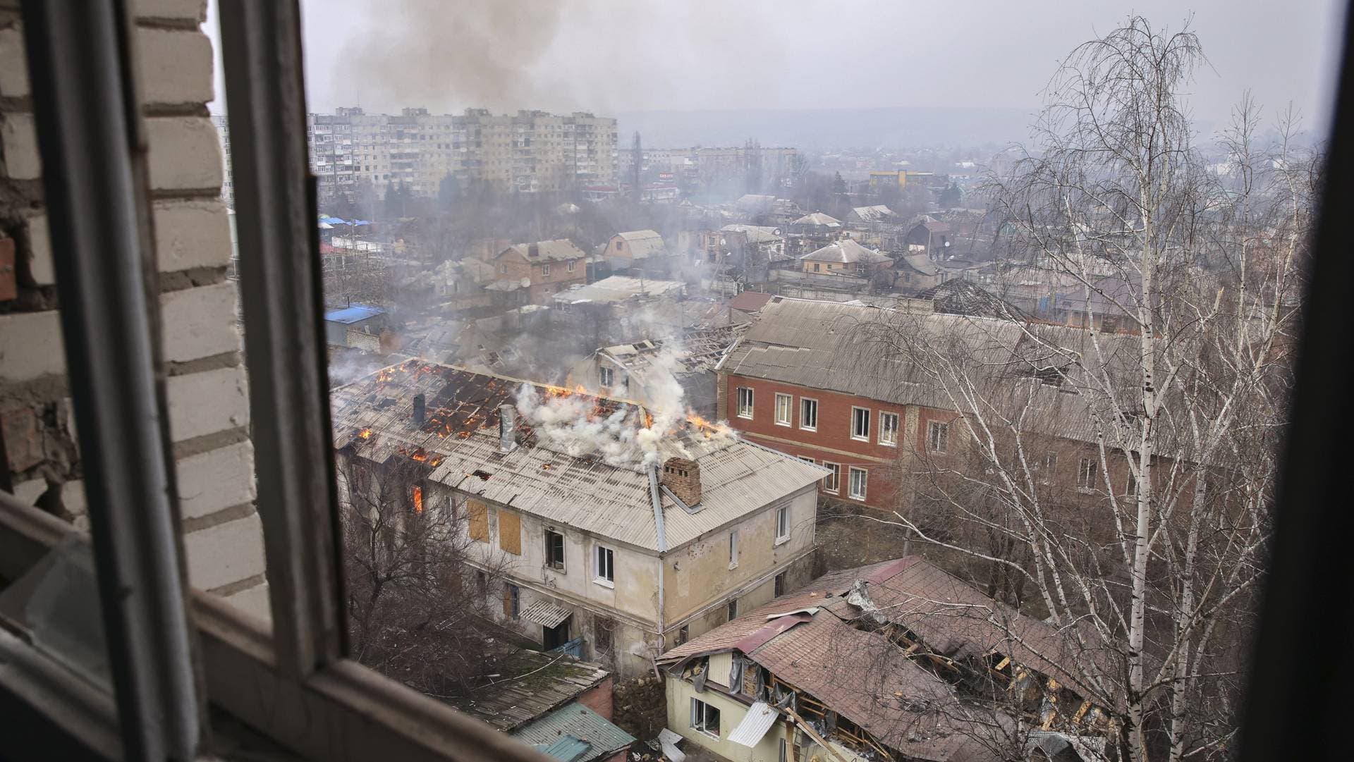 A view of the town of Bakhmut
