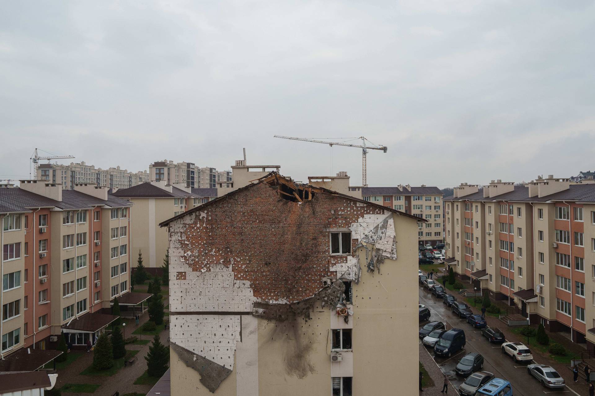 A house is seen damaged after a Russian strike on residential neighbourhood in Kriukivshchyna