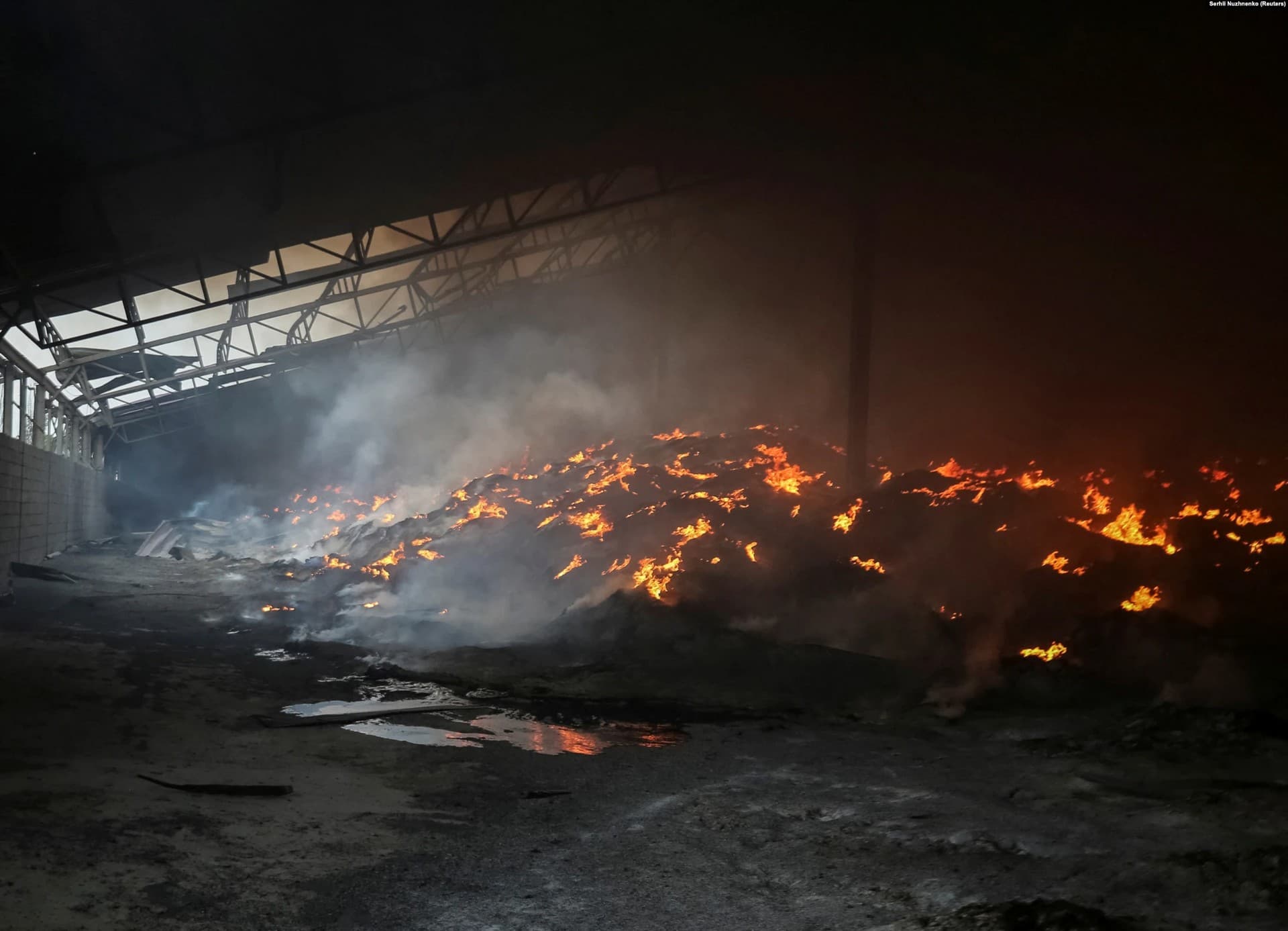 this storage facility for sunflower seeds burning on May 31