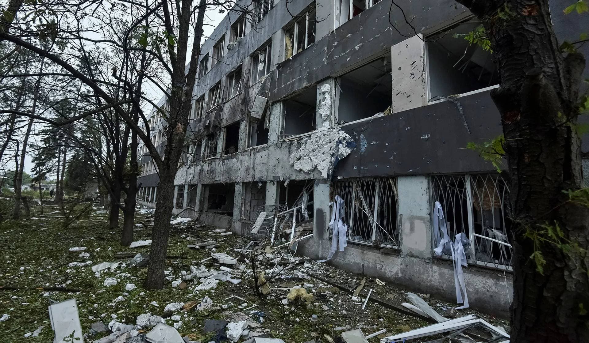 Site of a Russian drone strike in Dnipro