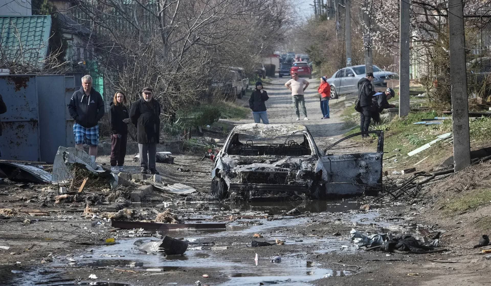 The site of a Russian drone strike in Dnipro