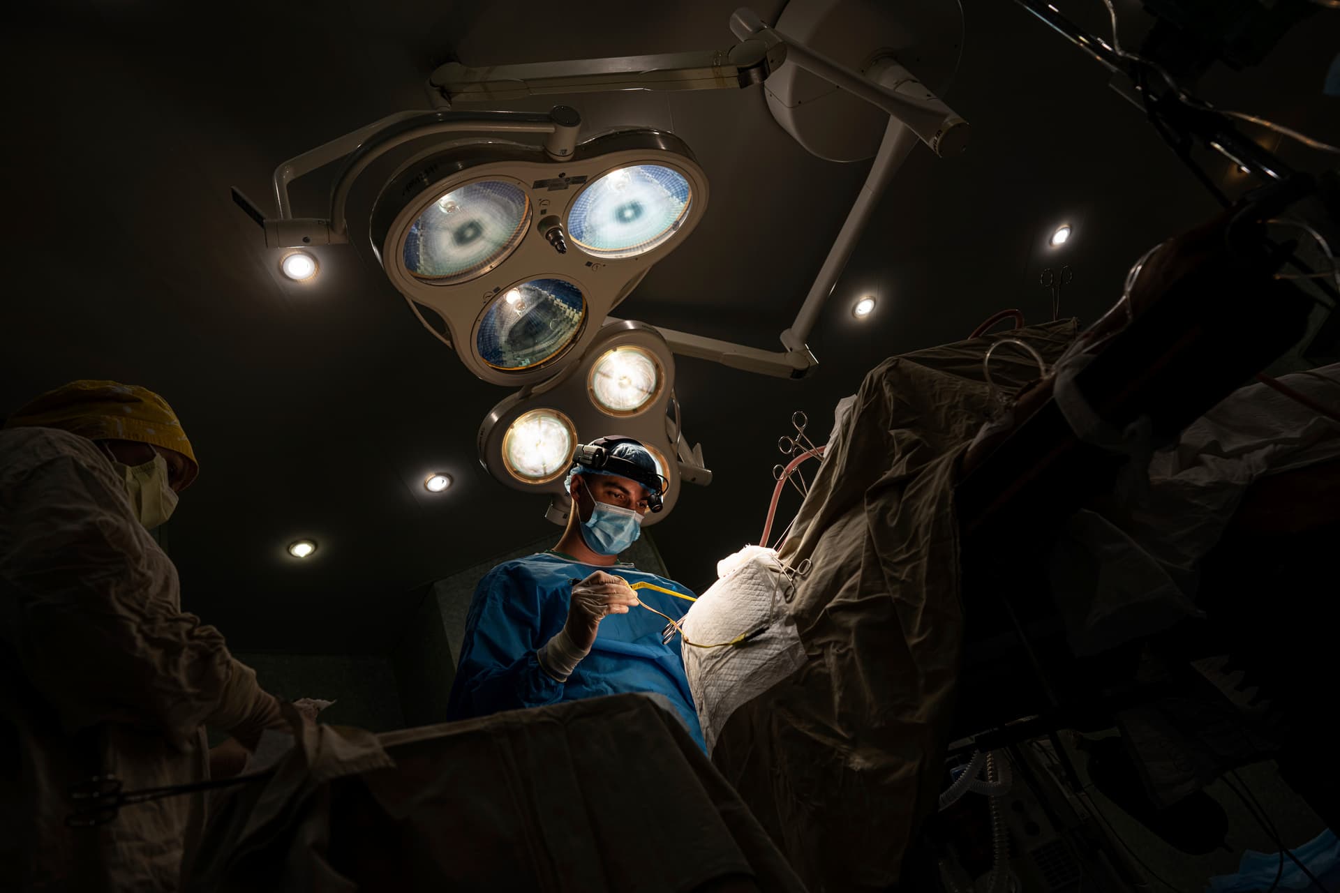 Neurosurgeon operates on a patient who sustained a shrapnel injury to the left part of the brain at Mechnikov Hospital in Dnipro