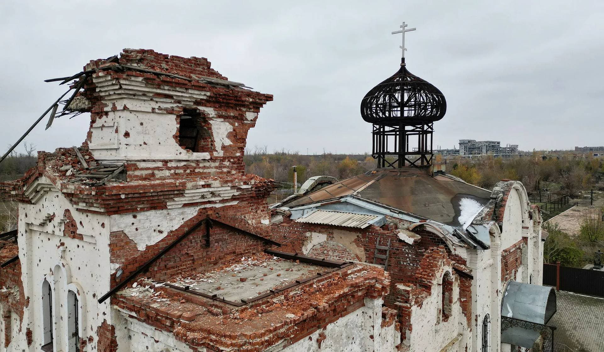 A building of the Iverskiy nunnery at the outskirts of the Russian-controlled city of Donetsk