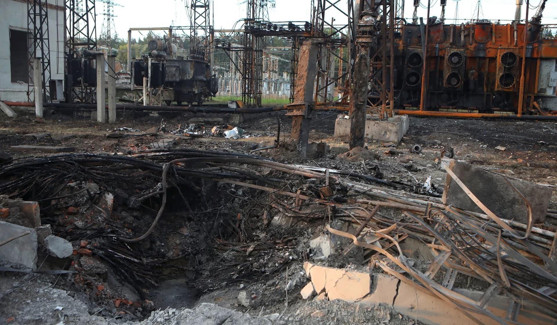 Compound of a power substation heavily damaged by a recent Russian missile strike in Kharkiv