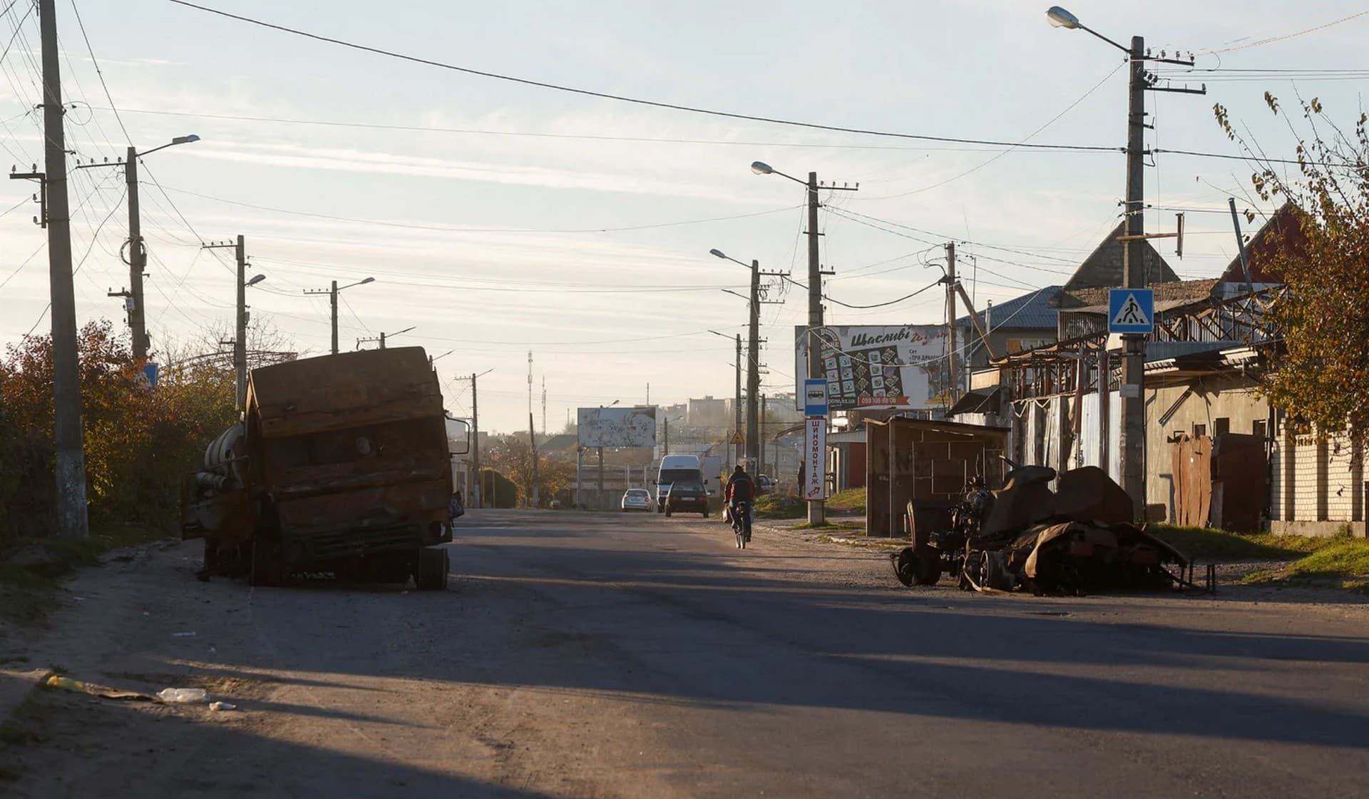 Destroyed military vehicles after Russia's retreat from Kherson