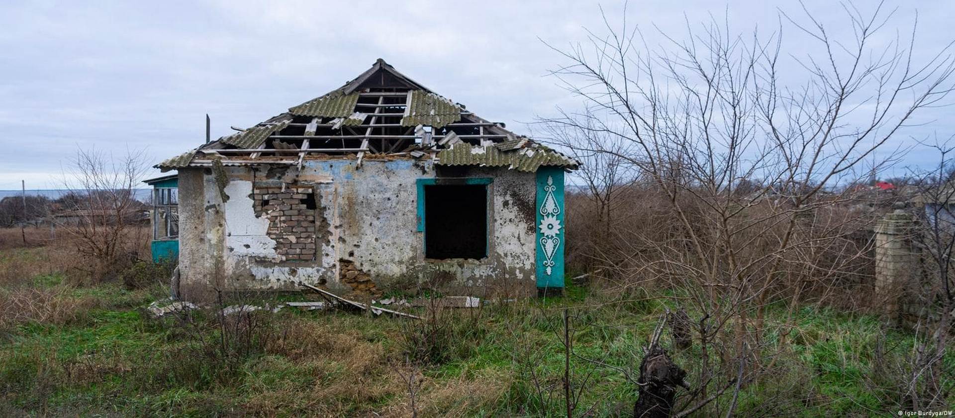 After eight months of fighting not a single house in the village of Oleksandrivka in the south of Ukraine has remained intact