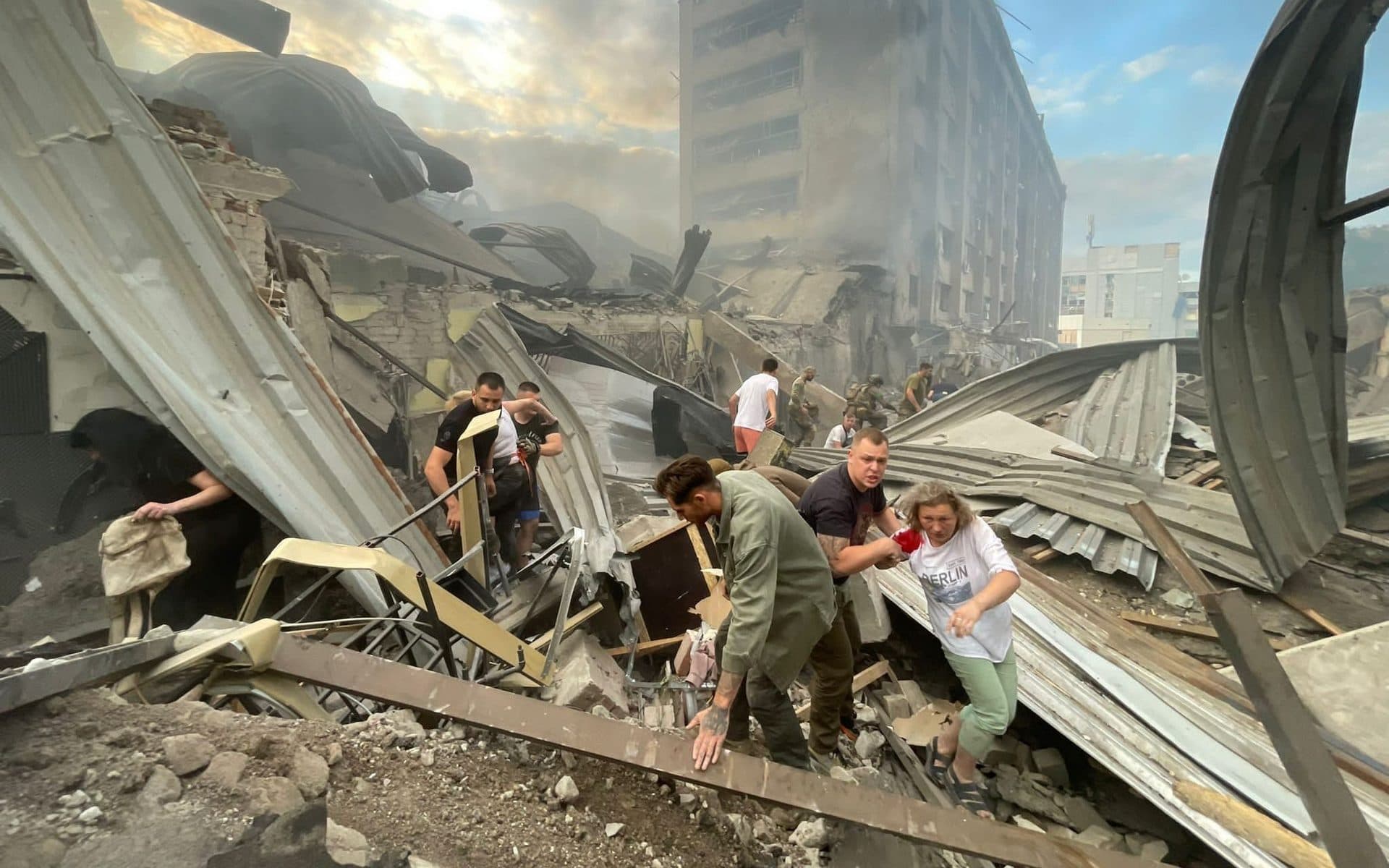 People rushed to the scene of the attack 