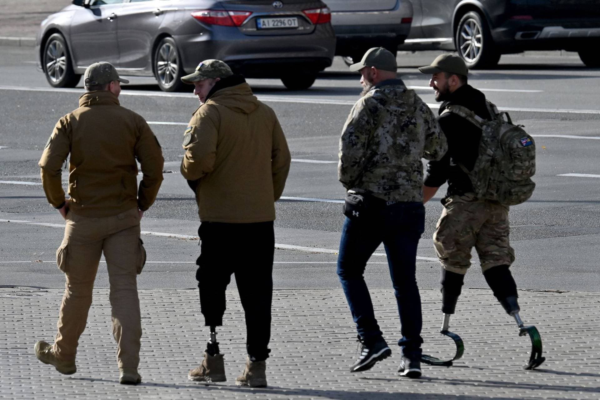 Soldiers of the Ukrainian army in Kyiv