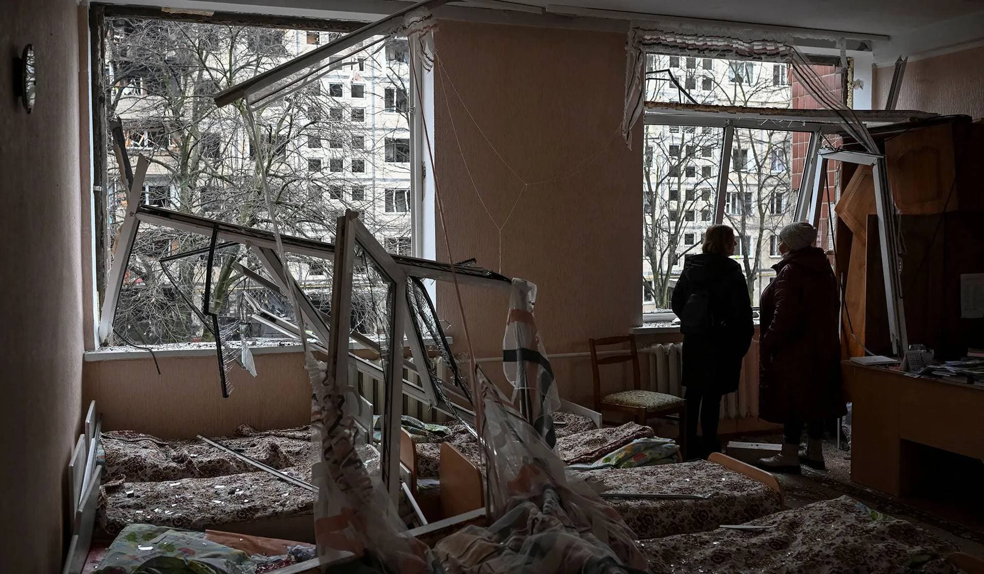 A kindergarten damaged during a Russian missile strike in Kyiv