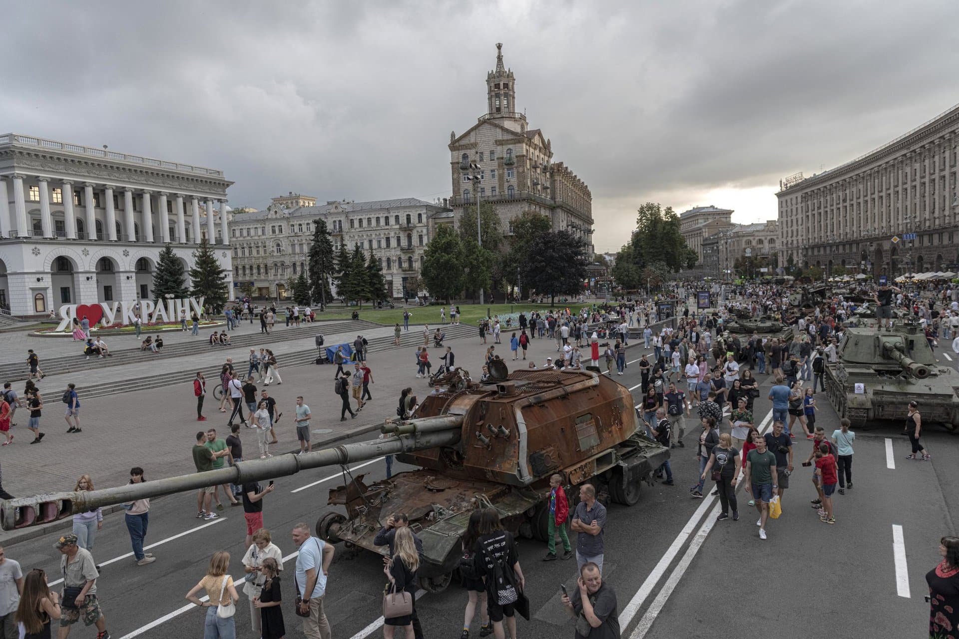 destroyed Russian military vehicles in Kyiv