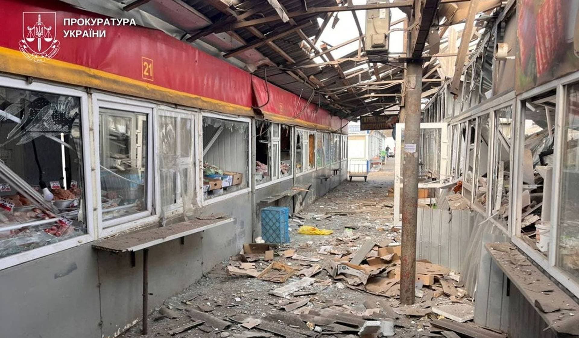 A street market hit by a Russian drone strike in Nikopol