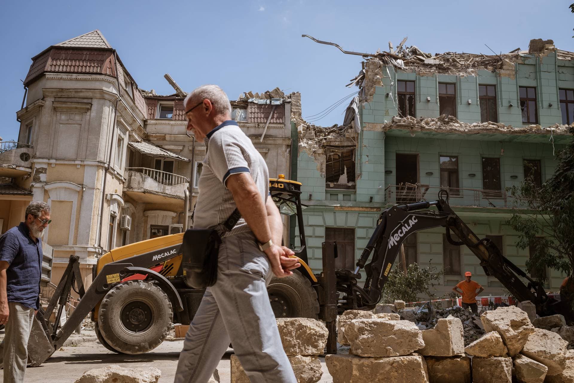 A view of the damaged residential buildings Solomos in Odesa