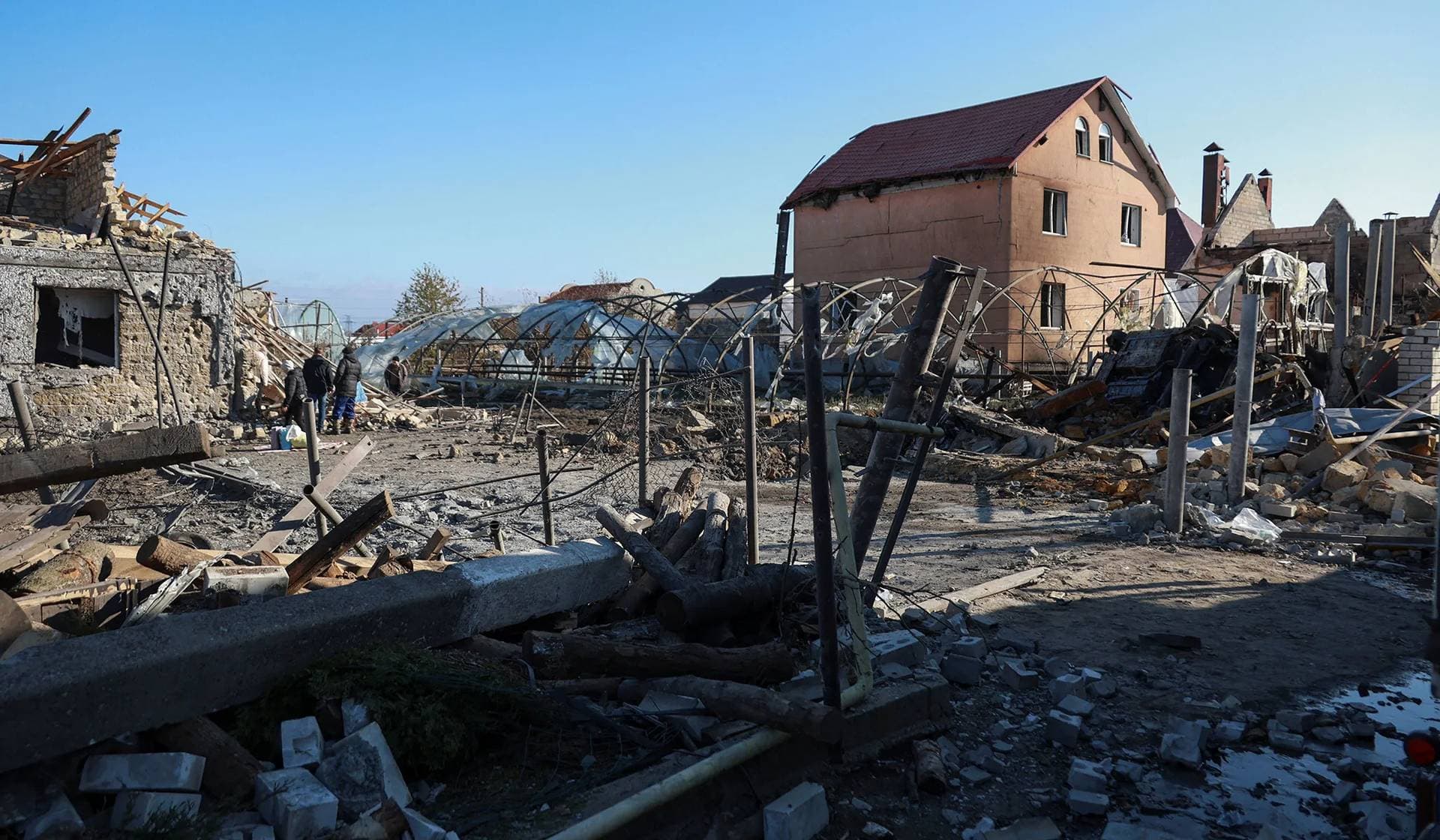 A residential area heavily damaged by a Russian missile strike in Odesa