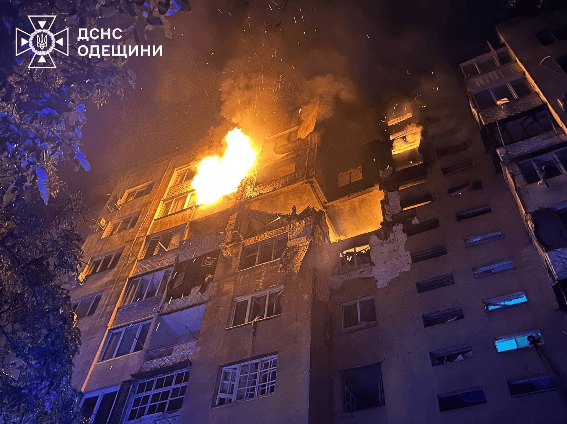 A view shows an apartment building hit by Russian drone strike in Odesa