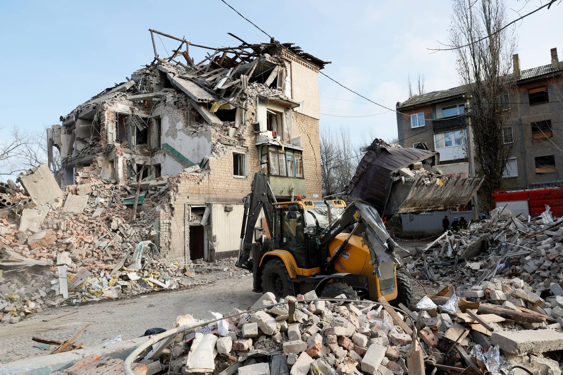 residential houses heavily damaged by a Russian missile strike in the town of Selydove