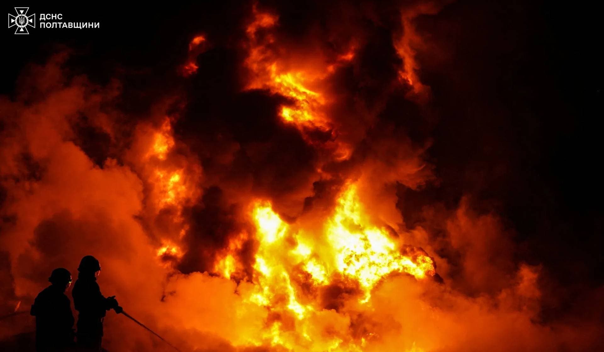 The site of the Russian drone strike in Poltava