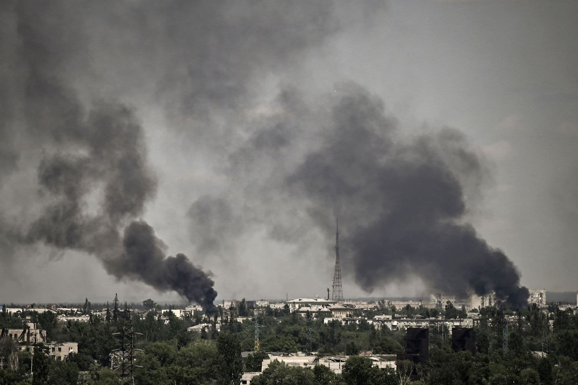 Smoke rises from Severodonetsk