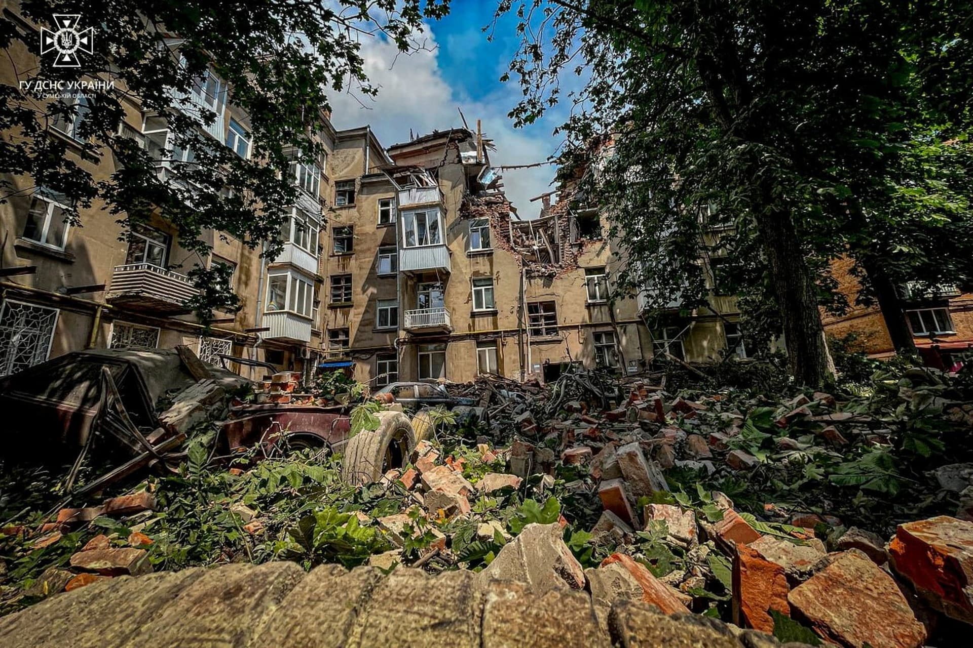 The aftermath of the Russian drone strike against Sumy