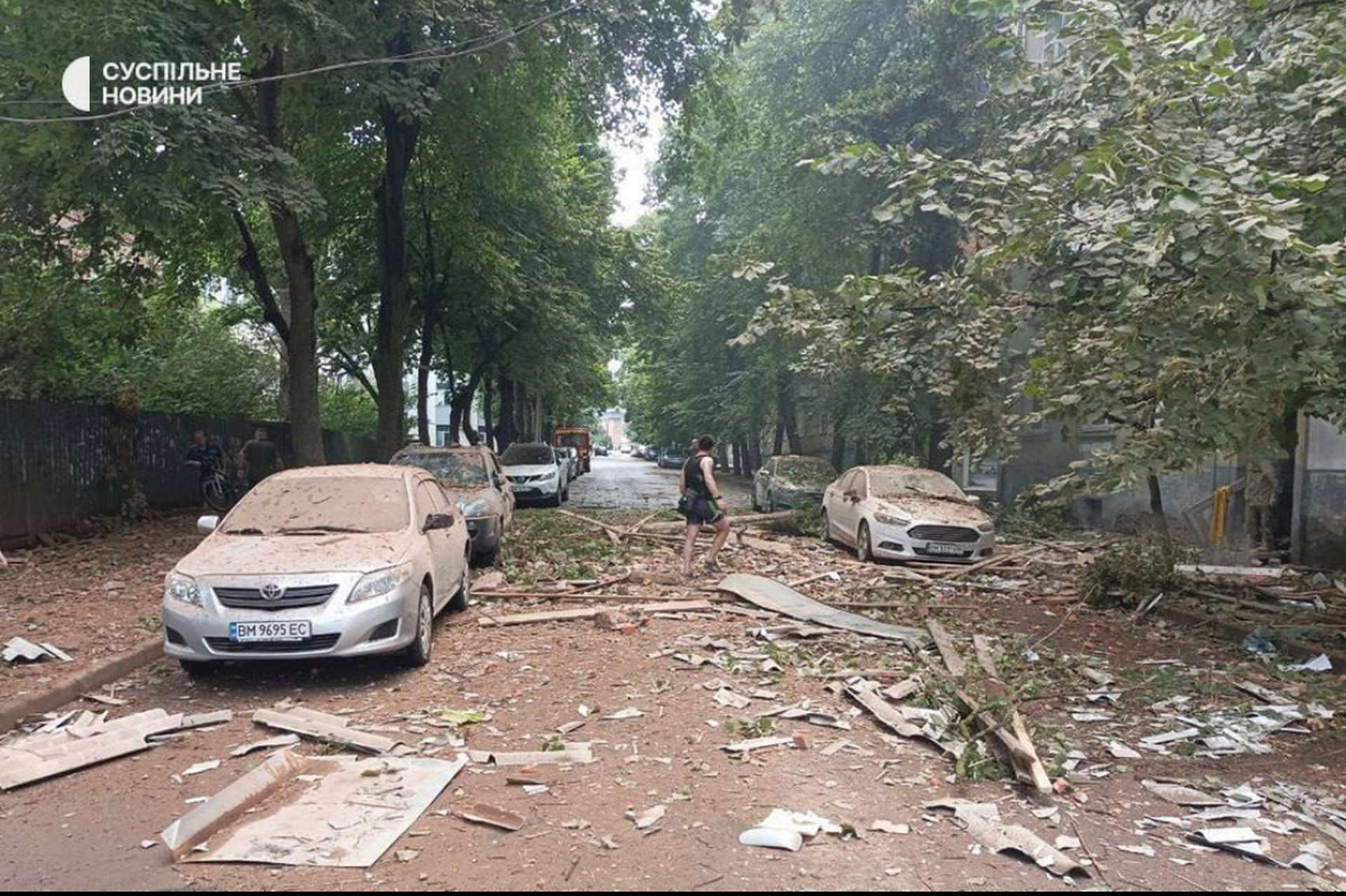 The aftermath of the Russian drone strike against Sumy