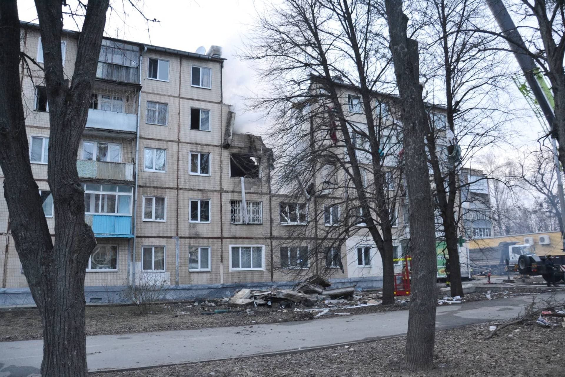 The aftermath of the Russian attack on an apartment building in Sumy on 13 March