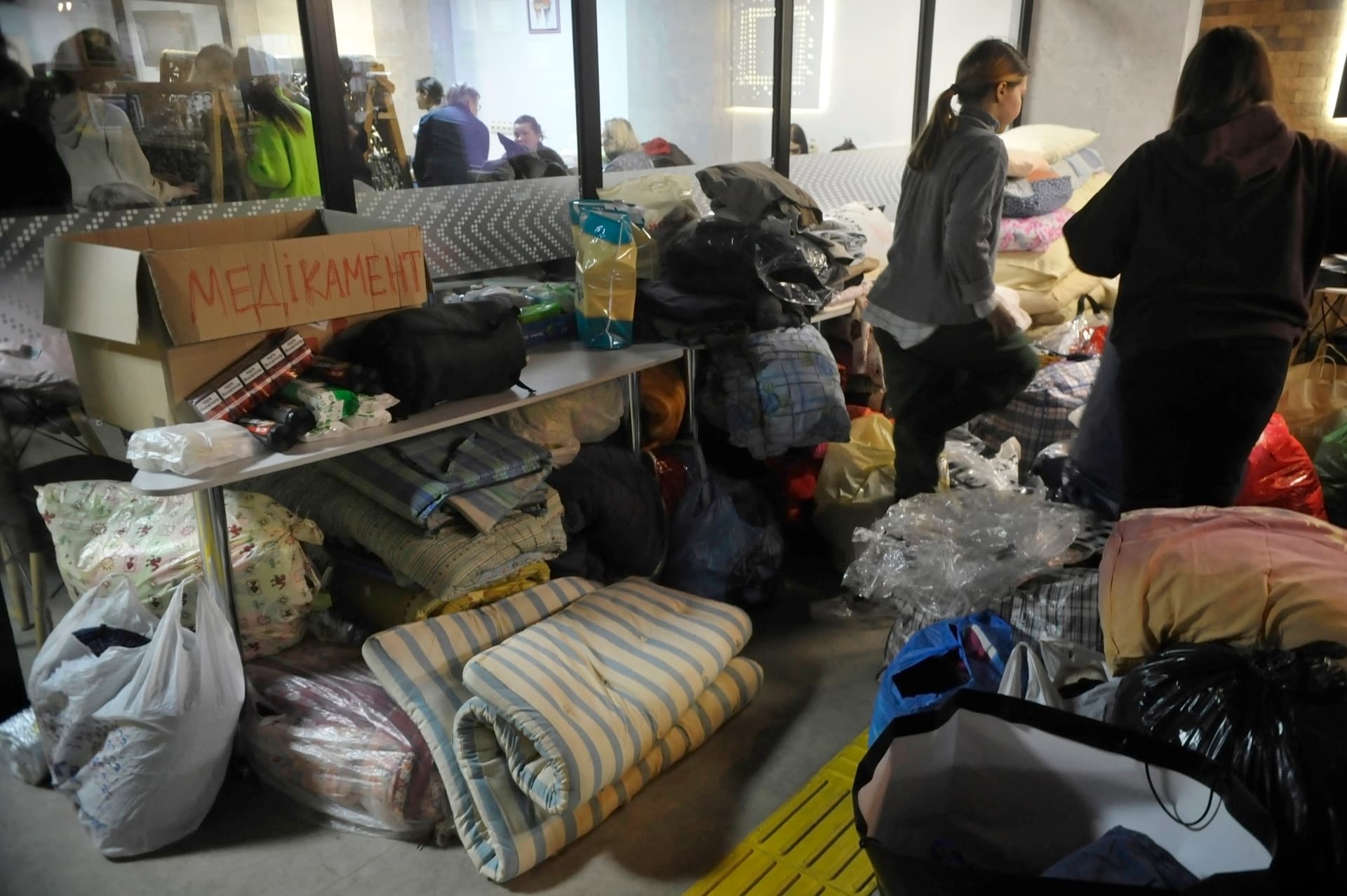 Local residents bring food, medicines and disposable tableware for the Ukrainian defenders, Vinnytsia, central Ukraine